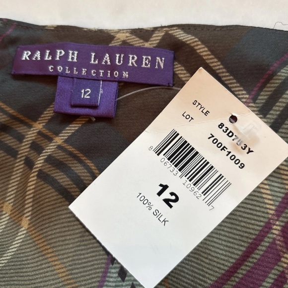 Ralph Lauren Collection Silk Midi Skirt 12 Asymmetrical Plaid Flowy Runway 2003 - Picture 13 of 13